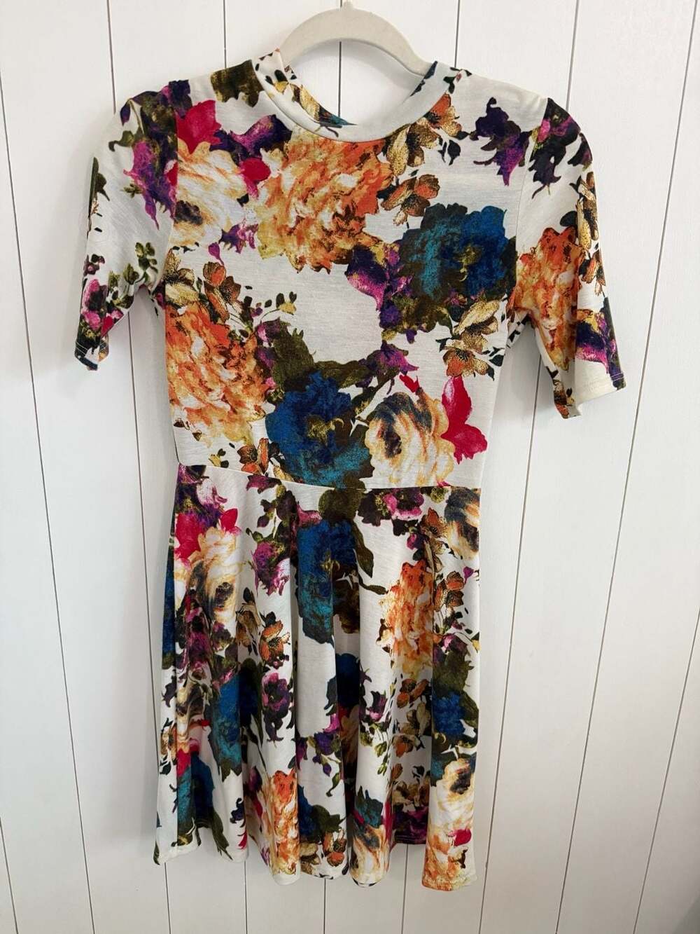Bo-Bel Floral Short Sleeve Fit and Flare Midi Dress Small HD30200HBS